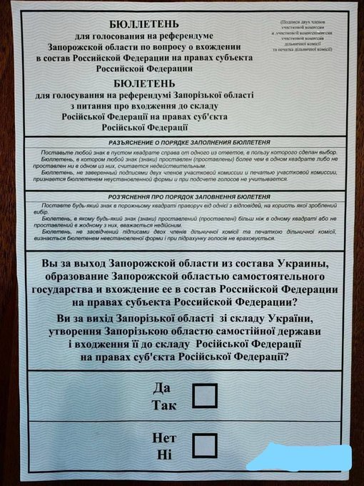 În Lugansk, Doneţk, Herson şi Zaporojie încep referendumurile privind anexarea la Rusia. Întrebarea de pe buletinele de vot