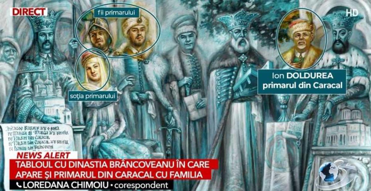 Primarul din Caracal și patronul stației ilegale de GPL, pictaţi alături de Constantin Brâncoveanu, Neagoe Basarab şi alţi domnitori feudali – Foto în articol