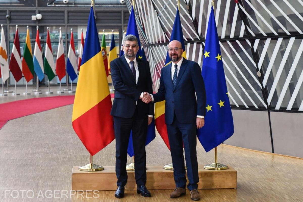 Prima întâlnire oficială a lui Marcel Ciolacu la Bruxelles. Charles Michel, președintele Consiliului European este cel care l-a întâmpinat