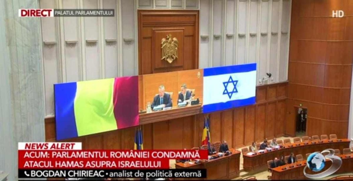 Parlamentul condamnă atacul Hamas asupra Israelului. Bogdan Chirieac: România își declară apartenența la lumea occidentală